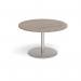 Eternal circular boardroom table 1200mm - brushed steel base, Barcelona walnut top ETN12C-BS-BW