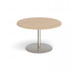 Eternal circular boardroom table 1200mm - brushed steel base, kendal oak top ETN12C-BS-KO