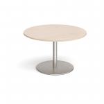 Eternal circular boardroom table 1200mm - brushed steel base and maple top