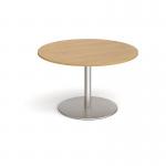 Eternal circular boardroom table 1200mm - brushed steel base and oak top