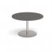 Eternal circular boardroom table 1200mm - brushed steel base, onyx grey top ETN12C-BS-OG