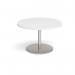 Eternal circular boardroom table 1200mm - brushed steel base, white top ETN12C-BS-WH