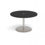 Eternal circular meeting table 1200mm with central circular cutout 80mm - brushed steel base, black top ETN12C-CO-BS-BK
