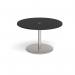 Eternal circular meeting table 1200mm with central circular cutout 80mm - brushed steel base, black top ETN12C-CO-BS-BK