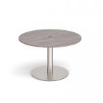 Eternal circular meeting table 1200mm with central circular cutout 80mm - brushed steel base, grey oak top ETN12C-CO-BS-GO