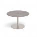 Eternal circular meeting table 1200mm with central circular cutout 80mm - brushed steel base, grey oak top ETN12C-CO-BS-GO