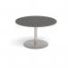 Eternal circular meeting table 1200mm with central circular cutout 80mm - brushed steel base, onyx grey top ETN12C-CO-BS-OG