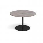 Eternal circular meeting table 1200mm with central circular cutout 80mm - black base, grey oak top ETN12C-CO-K-GO