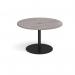 Eternal circular meeting table 1200mm with central circular cutout 80mm - black base, grey oak top ETN12C-CO-K-GO