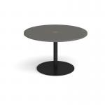 Eternal circular meeting table 1200mm with central circular cutout 80mm - black base, onyx grey top ETN12C-CO-K-OG