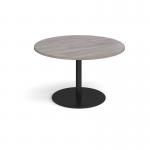 Eternal circular boardroom table 1200mm - black base, grey oak top ETN12C-K-GO