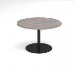 Eternal circular boardroom table 1200mm - black base and grey oak top ETN12C-K-GO