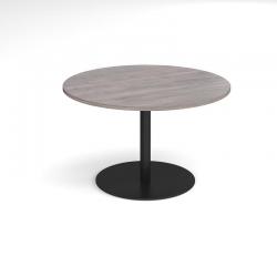Cheap Stationery Supply of Eternal circular boardroom table 1200mm - black base and grey oak top Office Statationery
