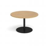 Eternal circular boardroom table 1200mm - black base and oak top ETN12C-K-O