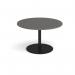 Eternal circular boardroom table 1200mm - black base, onyx grey top ETN12C-K-OG
