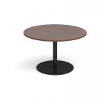 Eternal circular boardroom table 1200mm - black base and walnut top