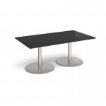 Eternal rectangular boardroom table 1800mm x 1000mm - brushed steel base, black top ETN18-BS-BK