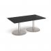 Eternal rectangular boardroom table 1800mm x 1000mm - brushed steel base, black top ETN18-BS-BK