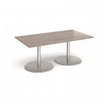 Eternal rectangular boardroom table 1800mm x 1000mm - brushed steel base, Barcelona walnut top ETN18-BS-BW