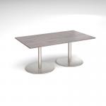 Eternal rectangular boardroom table 1800mm x 1000mm - brushed steel base and grey oak top ETN18-BS-GO