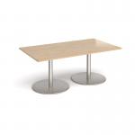 Eternal rectangular boardroom table 1800mm x 1000mm - brushed steel base, kendal oak top ETN18-BS-KO