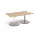 Eternal rectangular boardroom table 1800mm x 1000mm - brushed steel base, kendal oak top ETN18-BS-KO