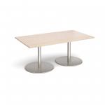 Eternal rectangular boardroom table 1800mm x 1000mm - brushed steel base and maple top