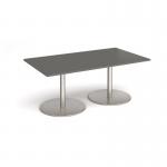 Eternal rectangular boardroom table 1800mm x 1000mm - brushed steel base, onyx grey top ETN18-BS-OG