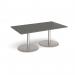 Eternal rectangular boardroom table 1800mm x 1000mm - brushed steel base, onyx grey top ETN18-BS-OG