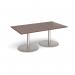 Eternal rectangular boardroom table 1800mm x 1000mm - brushed steel base, walnut top ETN18-BS-W