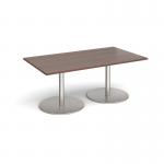 Eternal rectangular boardroom table 1800mm x 1000mm - brushed steel base and walnut top ETN18-BS-W