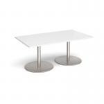 Eternal rectangular boardroom table 1800mm x 1000mm - brushed steel base, white top ETN18-BS-WH