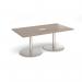 Eternal rectangular boardroom table 1800mm x 1000mm with central cutout 272mm x 132mm - brushed steel base, Barcelona walnut top ETN18-CO-BS-BW