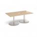 Eternal rectangular boardroom table 1800mm x 1000mm with central cutout 272mm x 132mm - brushed steel base, kendal oak top ETN18-CO-BS-KO