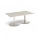 Eternal rectangular boardroom table 1800mm x 1000mm with central cutout 272mm x 132mm - brushed steel base, light grey top ETN18-CO-BS-LG