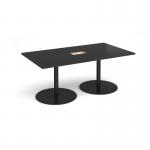 Eternal rectangular boardroom table 1800mm x 1000mm with central cutout 272mm x 132mm - black base, black top ETN18-CO-K-BK