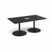 Eternal rectangular boardroom table 1800mm x 1000mm with central cutout 272mm x 132mm - black base, black top ETN18-CO-K-BK