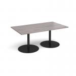Eternal rectangular boardroom table 1800mm x 1000mm - black base and grey oak top ETN18-K-GO
