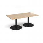 Eternal rectangular boardroom table 1800mm x 1000mm - black base, kendal oak top ETN18-K-KO