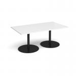 Eternal rectangular boardroom table 1800mm x 1000mm - black base, white top ETN18-K-WH