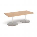 Eternal rectangular boardroom table 2000mm x 1000mm - brushed steel base and beech top