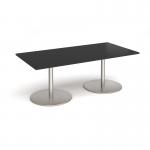 Eternal rectangular boardroom table 2000mm x 1000mm - brushed steel base, black top ETN20-BS-BK
