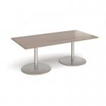 Eternal rectangular boardroom table 2000mm x 1000mm - brushed steel base, Barcelona walnut top ETN20-BS-BW