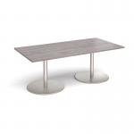 Eternal rectangular boardroom table 2000mm x 1000mm - brushed steel base, grey oak top ETN20-BS-GO