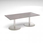 Eternal rectangular boardroom table 2000mm x 1000mm - brushed steel base and grey oak top