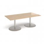 Eternal rectangular boardroom table 2000mm x 1000mm - brushed steel base, kendal oak top ETN20-BS-KO