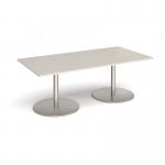 Eternal rectangular boardroom table 2000mm x 1000mm - brushed steel base, light grey top ETN20-BS-LG