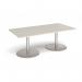 Eternal rectangular boardroom table 2000mm x 1000mm - brushed steel base, light grey top ETN20-BS-LG
