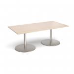 Eternal rectangular boardroom table 2000mm x 1000mm - brushed steel base and maple top