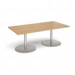 Eternal rectangular boardroom table 2000mm x 1000mm - brushed steel base, oak top ETN20-BS-O